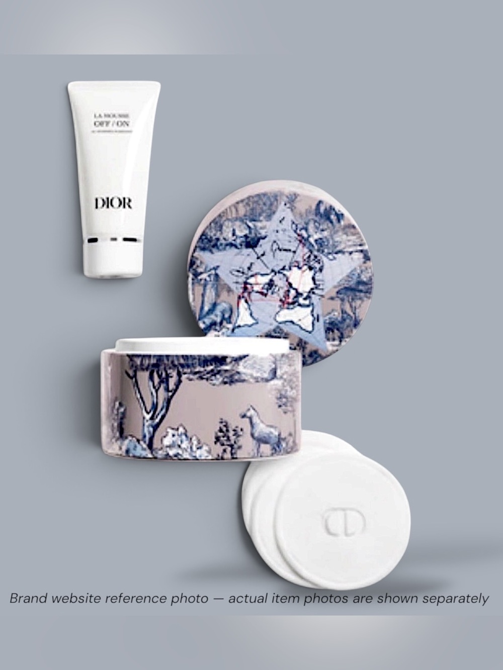 Dior Toile de Jouy Cotton Pad Holder + La Mousse Off/On Cleanser